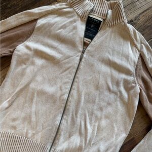 Guess Tan Knit Zip-Up Sweater
